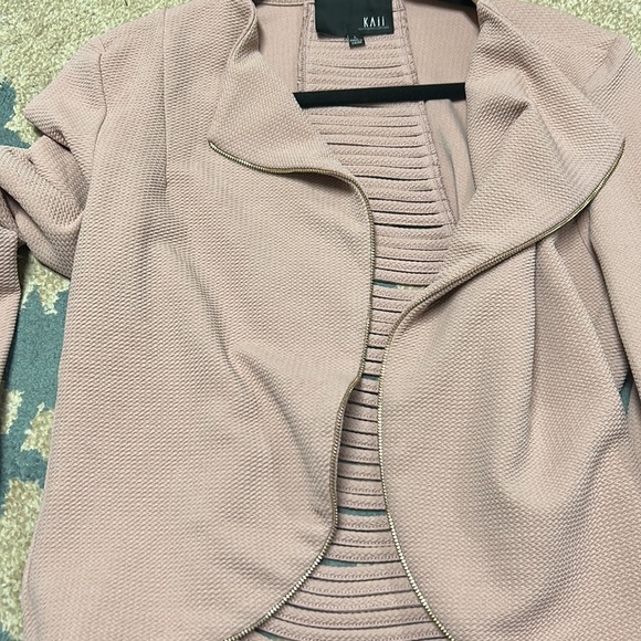 KAII Dusty Rose/Light Pink Cardigan with Gold Faux Zipper Great Condition - Picture 8 of 8